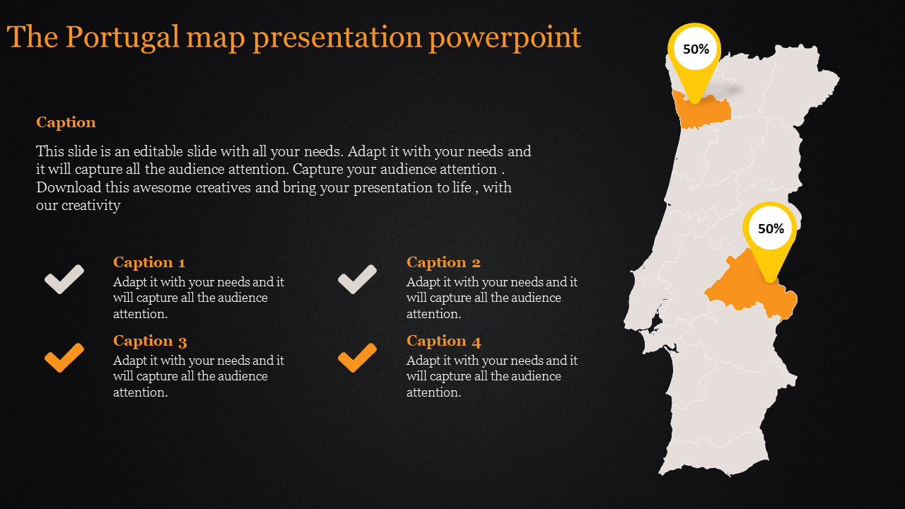 map presentation powerpoint-The Portugal map presentation powerpoint